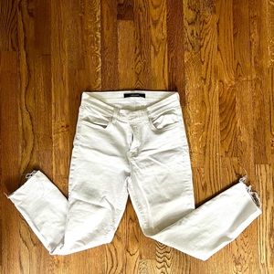 J Brand White Skinny Jeans with frayed hem